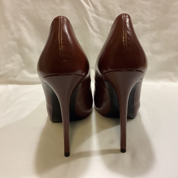 NEW ZARA WOMAN BROWN LEATHER PLATFORM PUMPS SZ 39 - Picture 6 of 13
